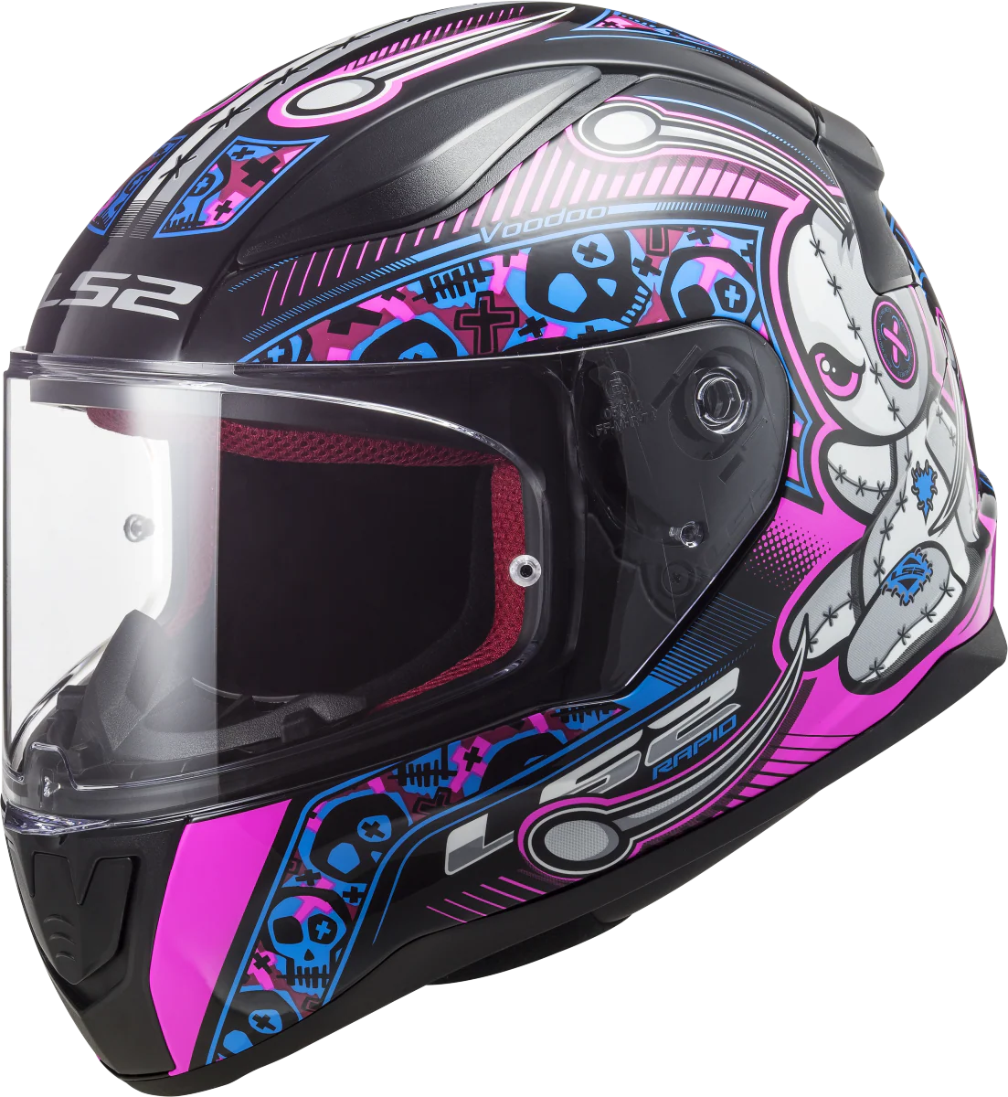 Kinderhelm LS2 Rapid Mini Voodoo Schwarz Pink - Image 13